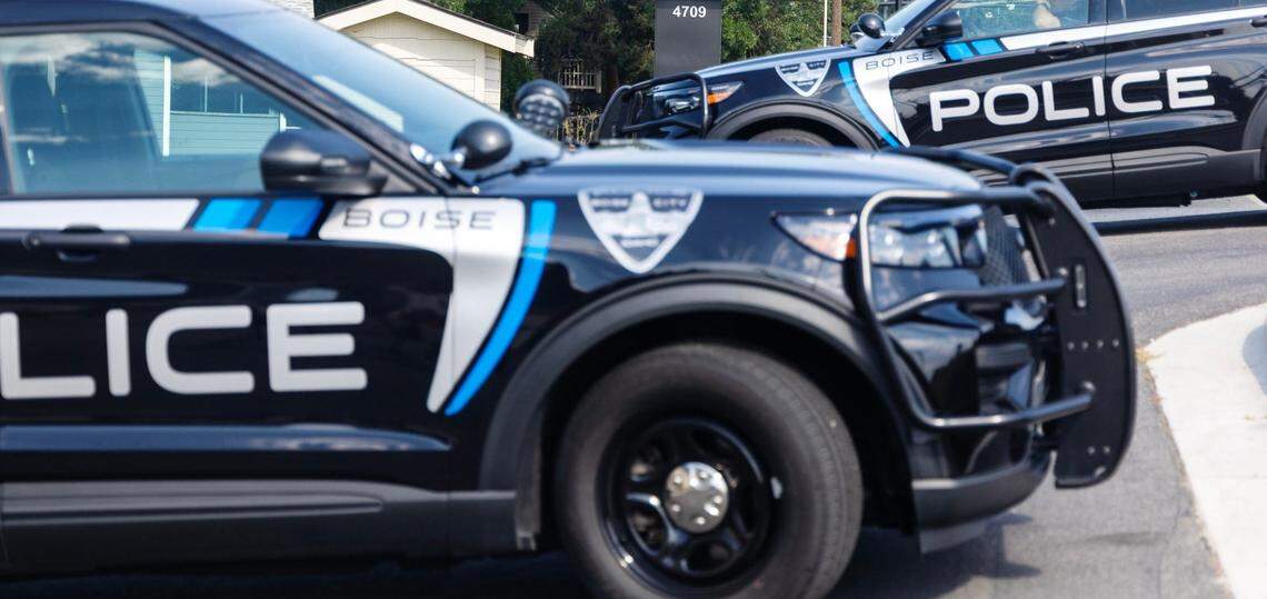 Officers with the Boise Police Department in the area of northwest Boise in 2024.