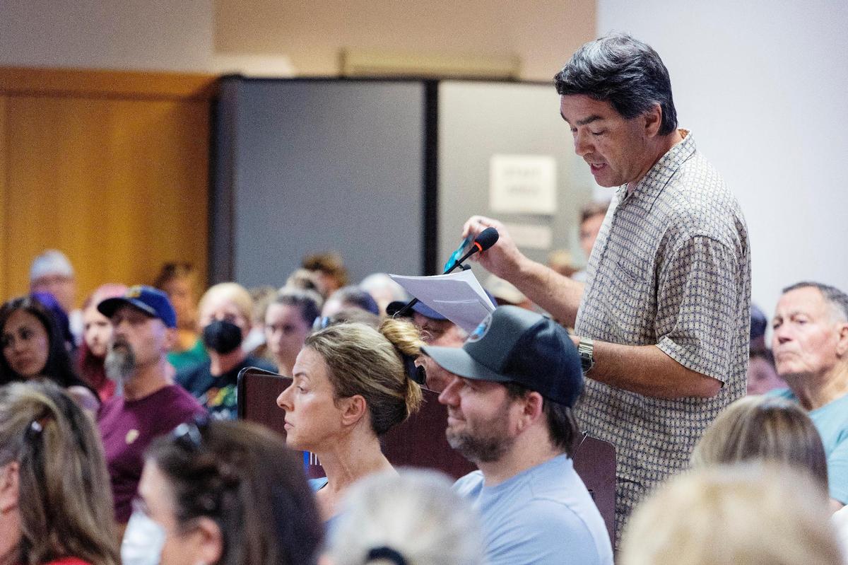 Mike Hon, a founding member of Concerned Citizens of Meridian, speaks during the public comment portion of the Meridian Library District’s board of trustees monthly meeting on Wednesday, Aug. 17, 2022. Hon and members of Concerned Citizens of Meridian spoke on the need to remove books from the children’s section of the library that contain depictions of sexual acts.
