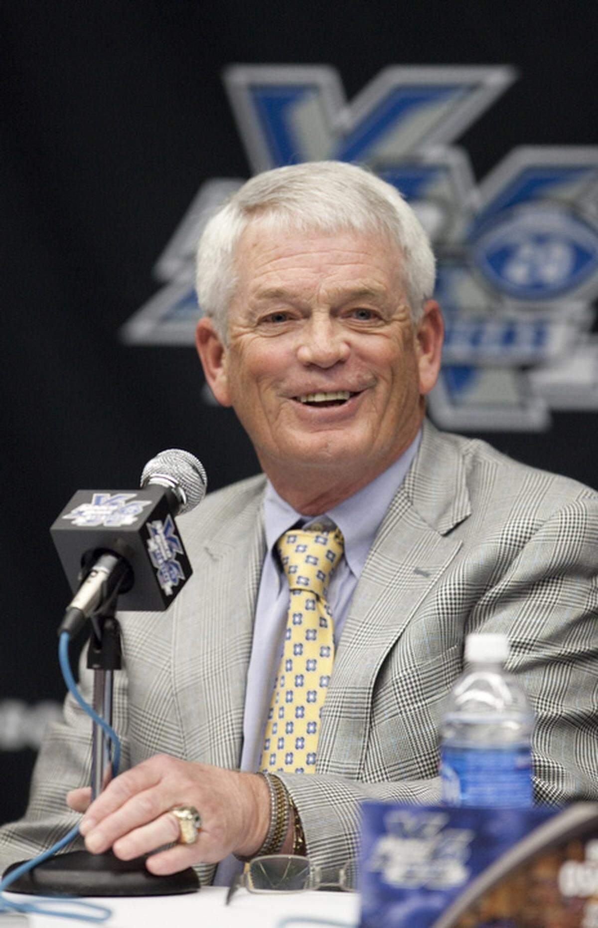 ASU head football coach Dennis Erickson during a media conference prior to the MAACO Bowl Las Vegas Kickoff Luncheon at the Las Vegas Convention Center on December 21, 2011. MAACO Bowl Las Vegas