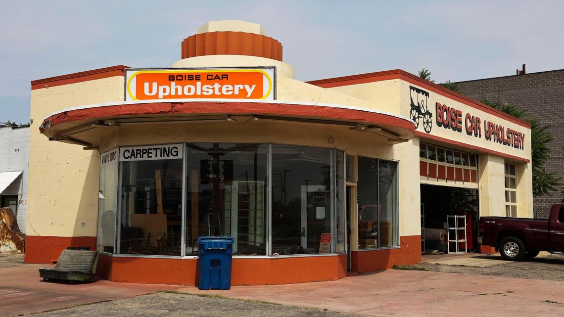 This building on West Fairview Avenue in Boise, built in 1949, has been home to several businesses over decades. Starting as Goodman Oil Co. service station, the distinctive Modern Movement architecture look of the building later became a Union 76 station. Most recently, Boise Car Upholstery used the facility but has since closed its doors.