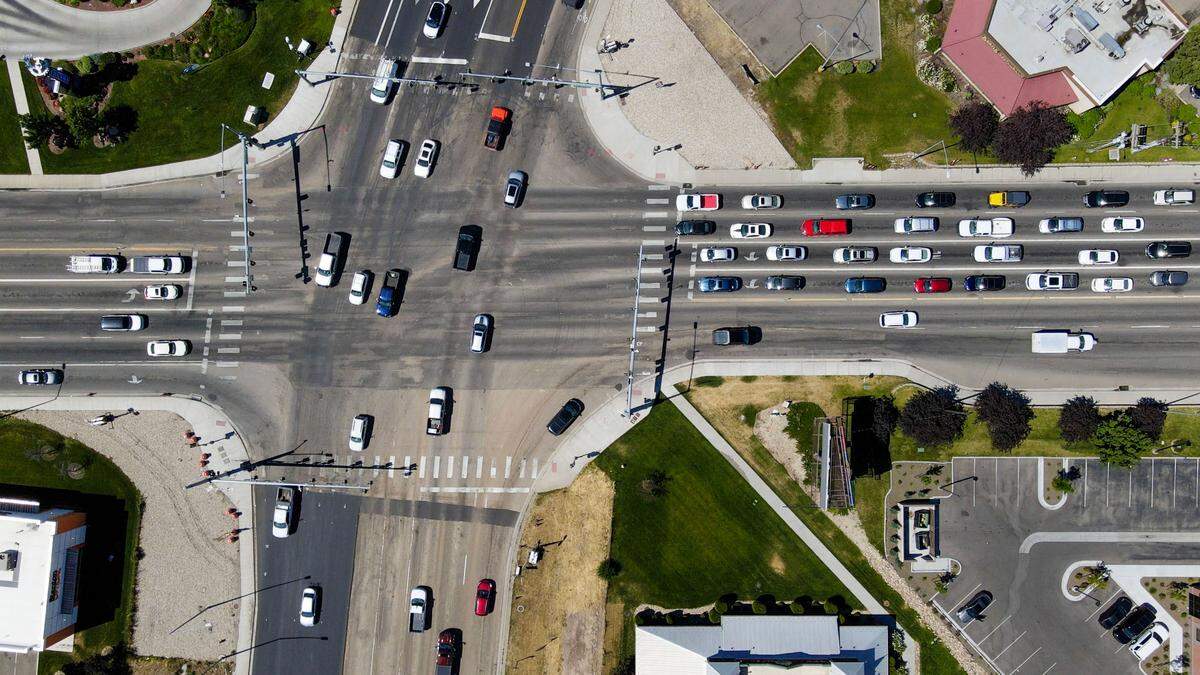 Traffic has increased throughout the Treasure Valley as the region’s population has swelled, including at intersections such as the busy Nampa-Caldwell Boulevard and Karcher Road intersection shown here.
