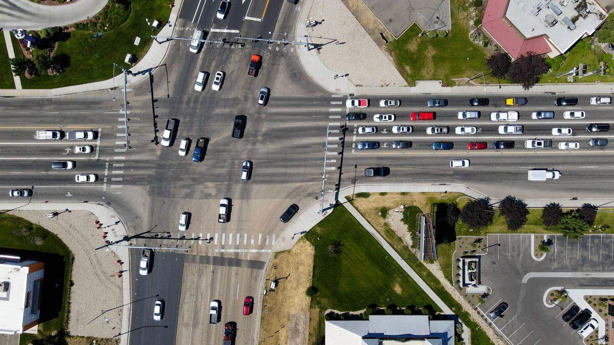 Traffic moves through the intersection of Karcher Road and Nampa-Caldwell Boulevard last summer, not far from the I-84 interchange.