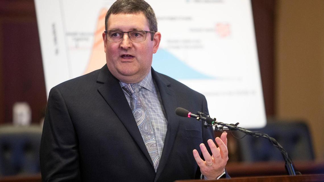 Dave Jeppesen, director of the Idaho Department of Health and Welfare, at a news conference in June 2020. A backlog in the state’s COVID-19 data collection is impeding its ability to predict the virus’s trajectory.