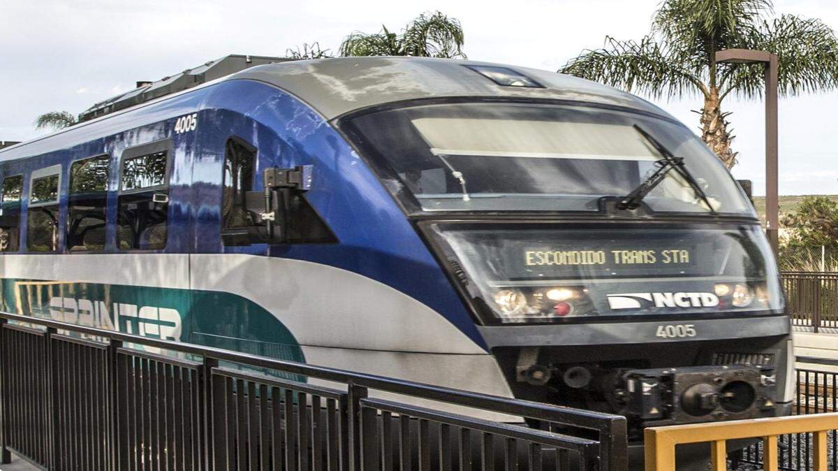 A train in the North County Transit system in San Diego. The system is considered a “hybrid” of light and heavy rail components, while the Boise Cutoff proposal focuses on more traditional heavy, commuter rail.
