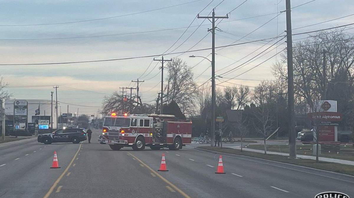 Crews are at the site of a downed power line on Curtis Road on the Boise Bench.