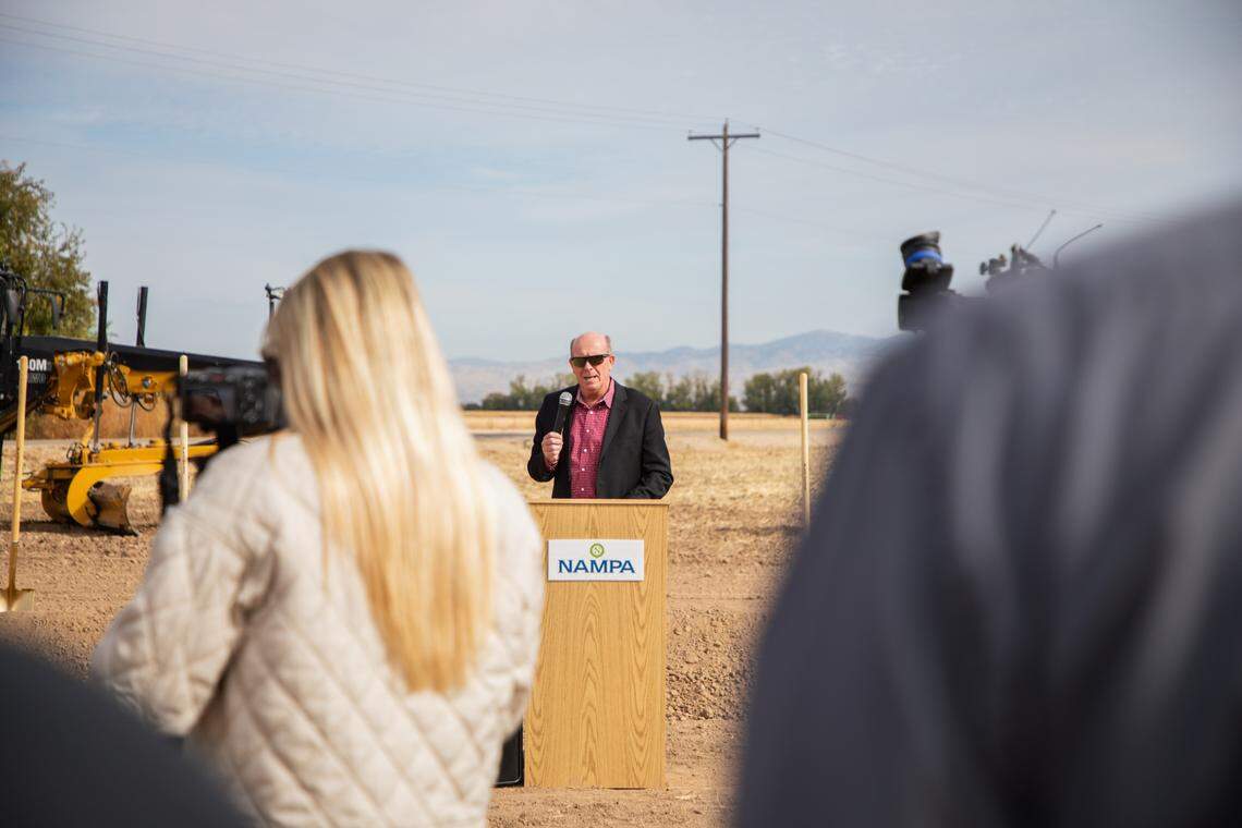House Speaker Mike Moyle, R-Star, spoke during a groundbreaking event for the expansion of Ustick Road and State Highway 16, which runs just east of Star.