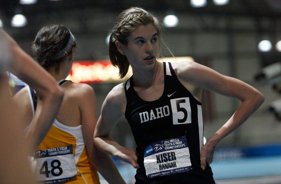 Idaho’s Hannah Kiser after the 3000-meter run.NCAA Division 1 2012 indoor track and field championships on Saturday, March 10, 2012 at the Jacksons Indoor Track in Nampa, Idaho.