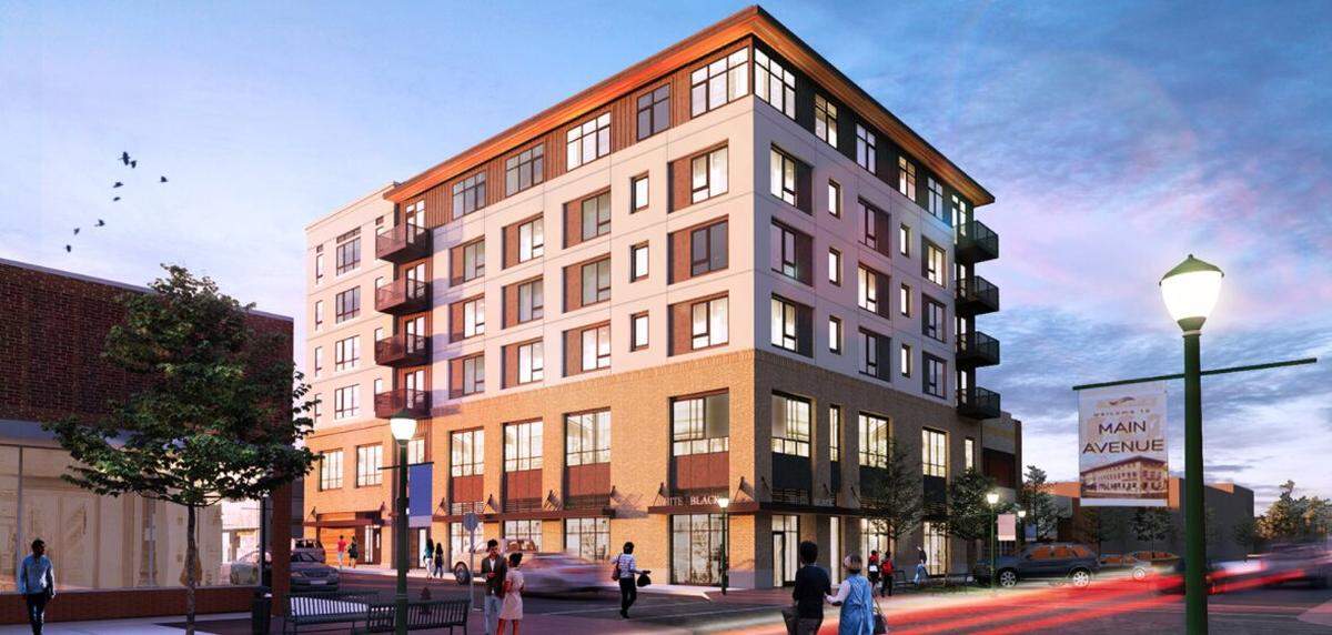 A rendering depicts how the new Main Avenue Loft mixed-use building will look.