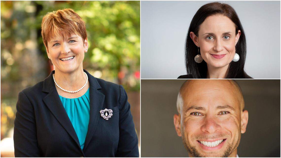 Clockwise from left, Idaho Sen. Melissa Wintrow and Reps. Lauren Necochea and Chris Mathias, Democrats representing Boise’s District 19.