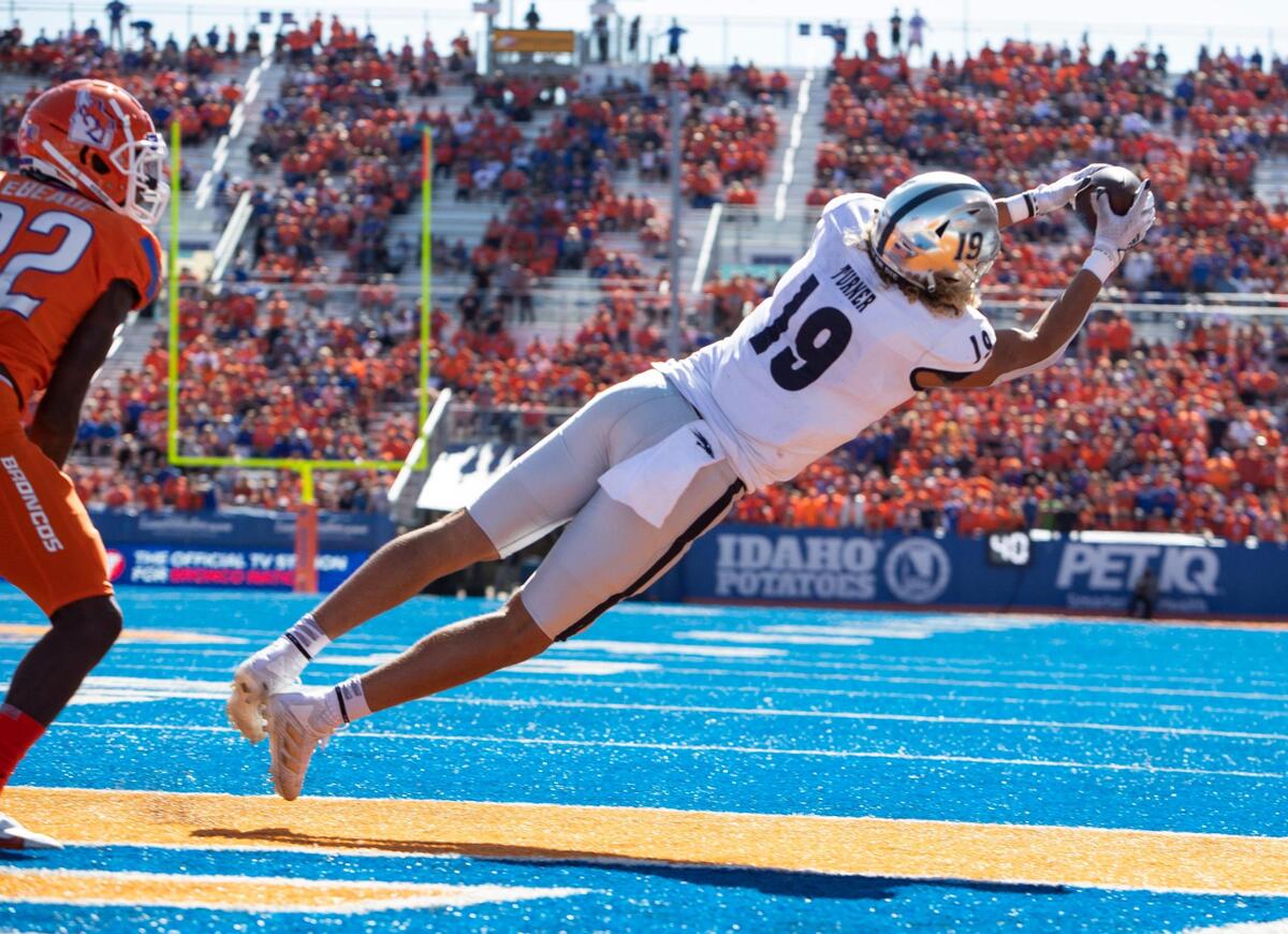 Nevada tight end Cole Turner makes a catch in the first quarter of their game against Boise State on Saturday at Albertsons Stadium.