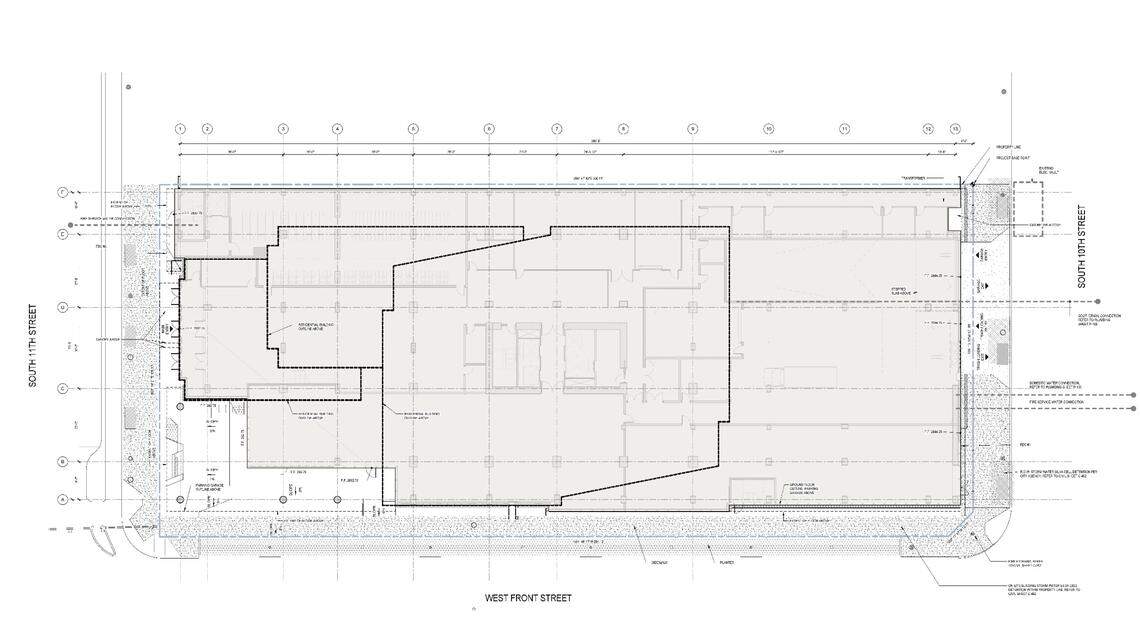 New plans from Seattle-based architecture firm GGLO outline a new, nearly 40-story apartment building at 1080 W. Front St. in downtown Boise. The building would fit on a half block shared with the incoming 15-story dual-brand Marriott AC and Element hotel to its north.