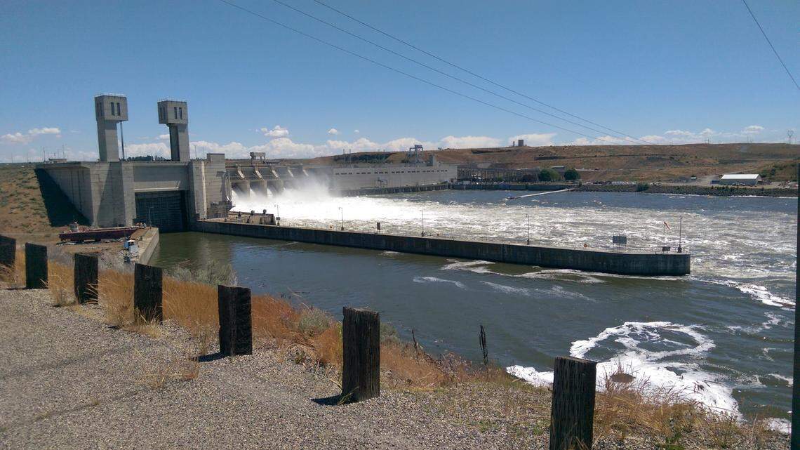 The Ice Harbor Dam on the Snake River near Burbank, Washington.