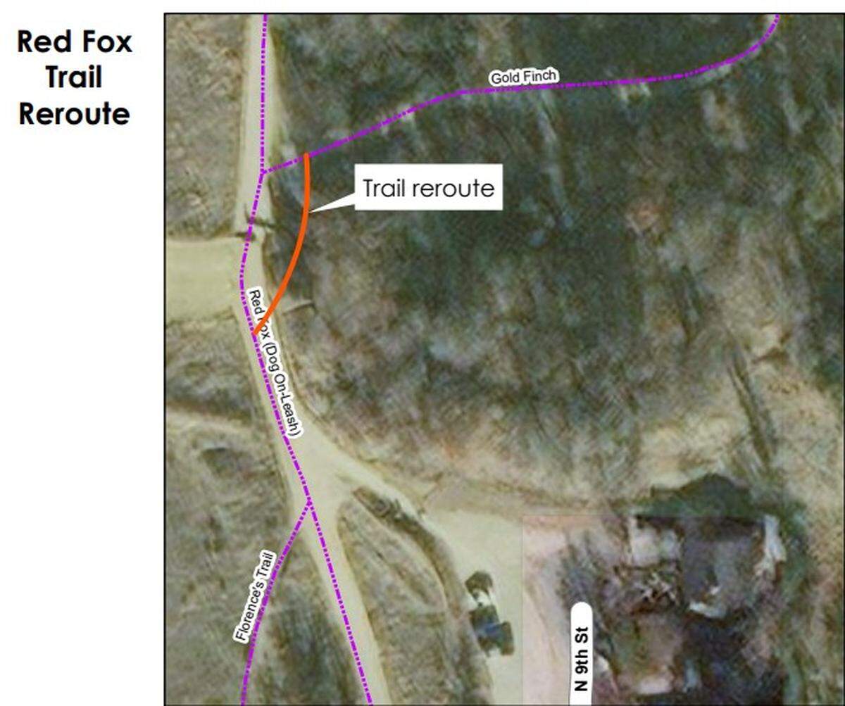 A view of how Red Fox Trail would be rerouted to allow people with disabilities access to other Foothills trails.