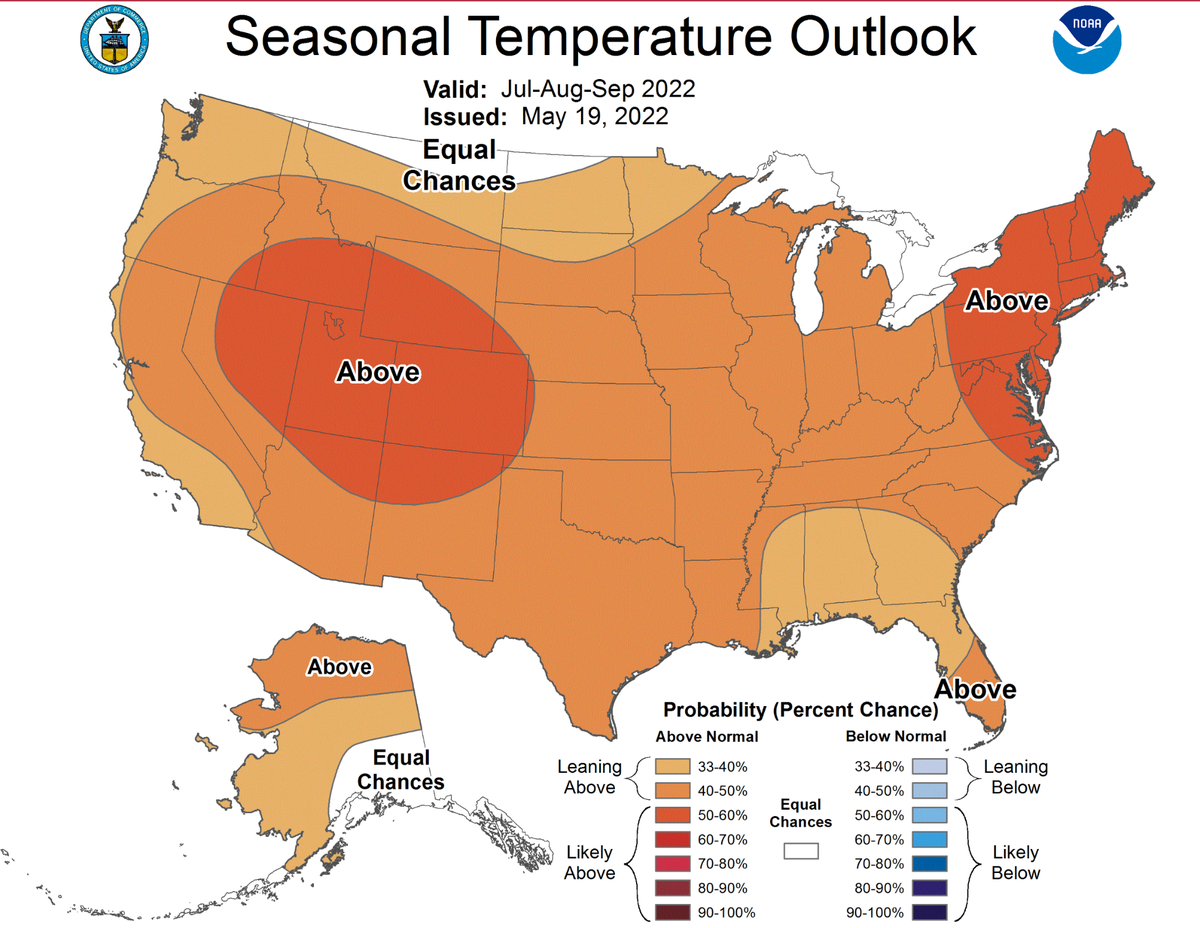 Boise is forecast to be in one of the most unseasonably-warm parts of the country this summer, along with the northeast.