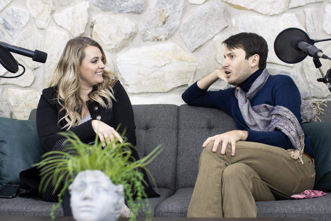 Natalie Plummer (@hellomeridian on Instagram) and Alex Keoki (@boifood) at Speak Studios’ new Boise podcasting studio at 200 North 3rd St., Unit C-2-A.