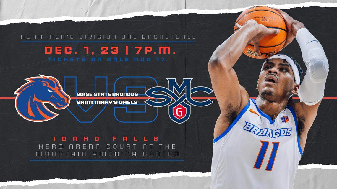 The Boise State men’s basketball team on Tuesday announced a neutral-site matchup with Saint Mary’s scheduled for Dec. 1 at Mountain America Center in Idaho Falls.