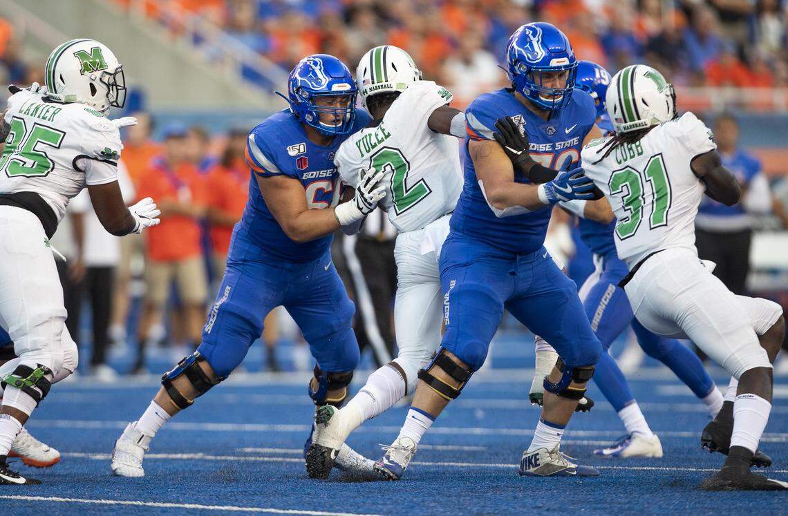 Jake Stetz, middle, made his first career start in the home opener against Marshall.