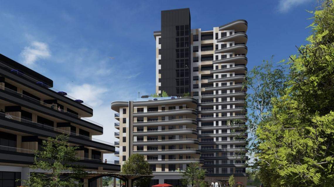 A rendering of a proposed 18-story building in Garden City. The City Council reversed its decision to deny the project, meaning construction will soon begin.