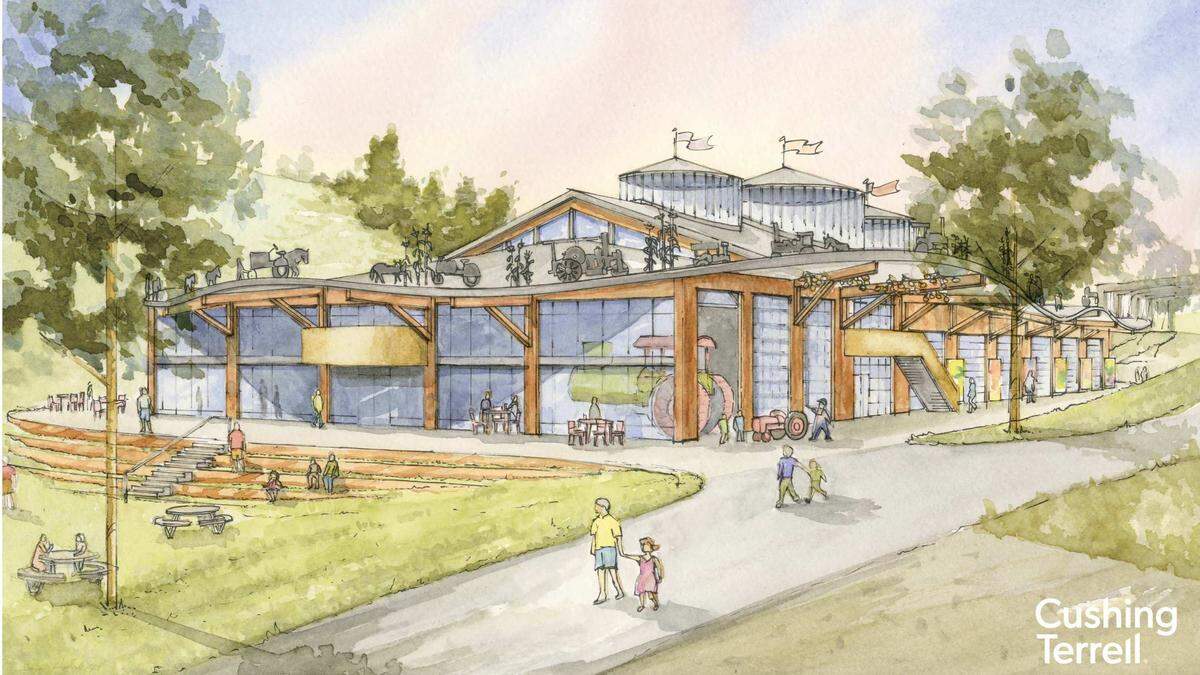 An architect’s rendering of a proposed interactive museum atop Simplot Hill in Jack’s Park, planned by the Simplot Family Foundation. The museum would be called Jack’s Shed.