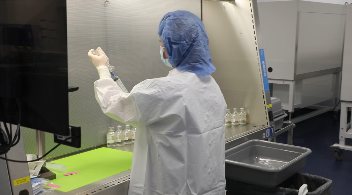 A St. Luke’s pharmacist at work in the new supply and distribution center.