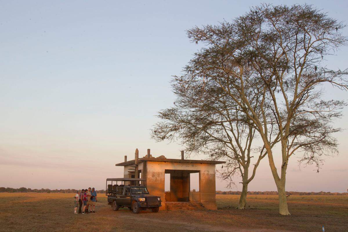 Lion House features ruins of historic buildings, so called because lions used to hang out there. It’s a scenic place to watch the sun set over the floodplain and yellow fever trees.