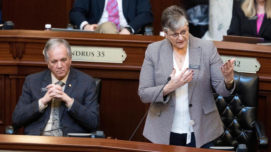 Rep. Lori McCann, R-Lewiston, shown here debating a bill that criminalizes health care for transgender minors in Idaho, and Rep. Matt Bundy, R-Mountain Home, are two reasonable Republicans being targeted for not falling in line with extremist doctrine of the Idaho Republican Party.