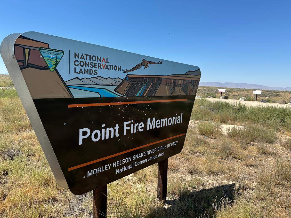The Point Fire Memorial, on the west side of Swan Falls Road, about seven miles south of Kuna, was erected in 2015, marking the 20th anniversary since the deaths of Kuna firefighters Bill Buttram and Josh Oliver, who were killed in the Point Fire on July 28, 1995.