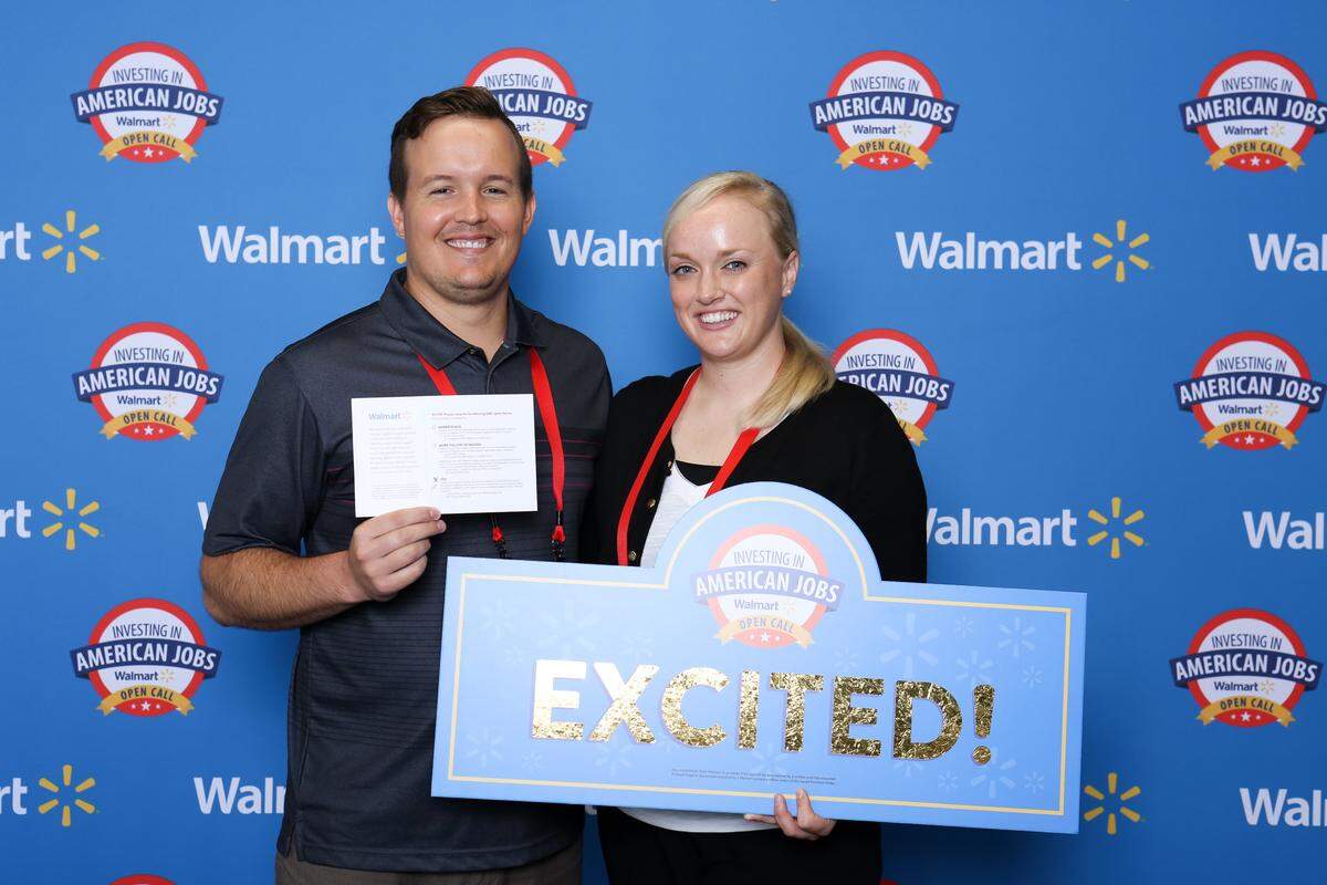 Trent Cummins, who handles operations, and his wife, Jennifer Cummins, who owns Cowgirl Compost LLC, at Walmart’s annual Open Call for new products on June 19. The couple started the business in a shed.