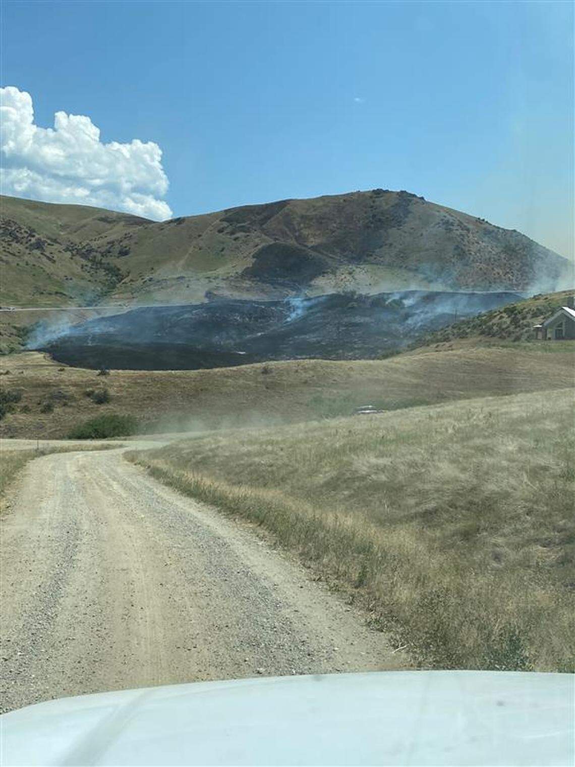 Smoke from a 35-acre fire near Horseshoe Bend in July 2023.