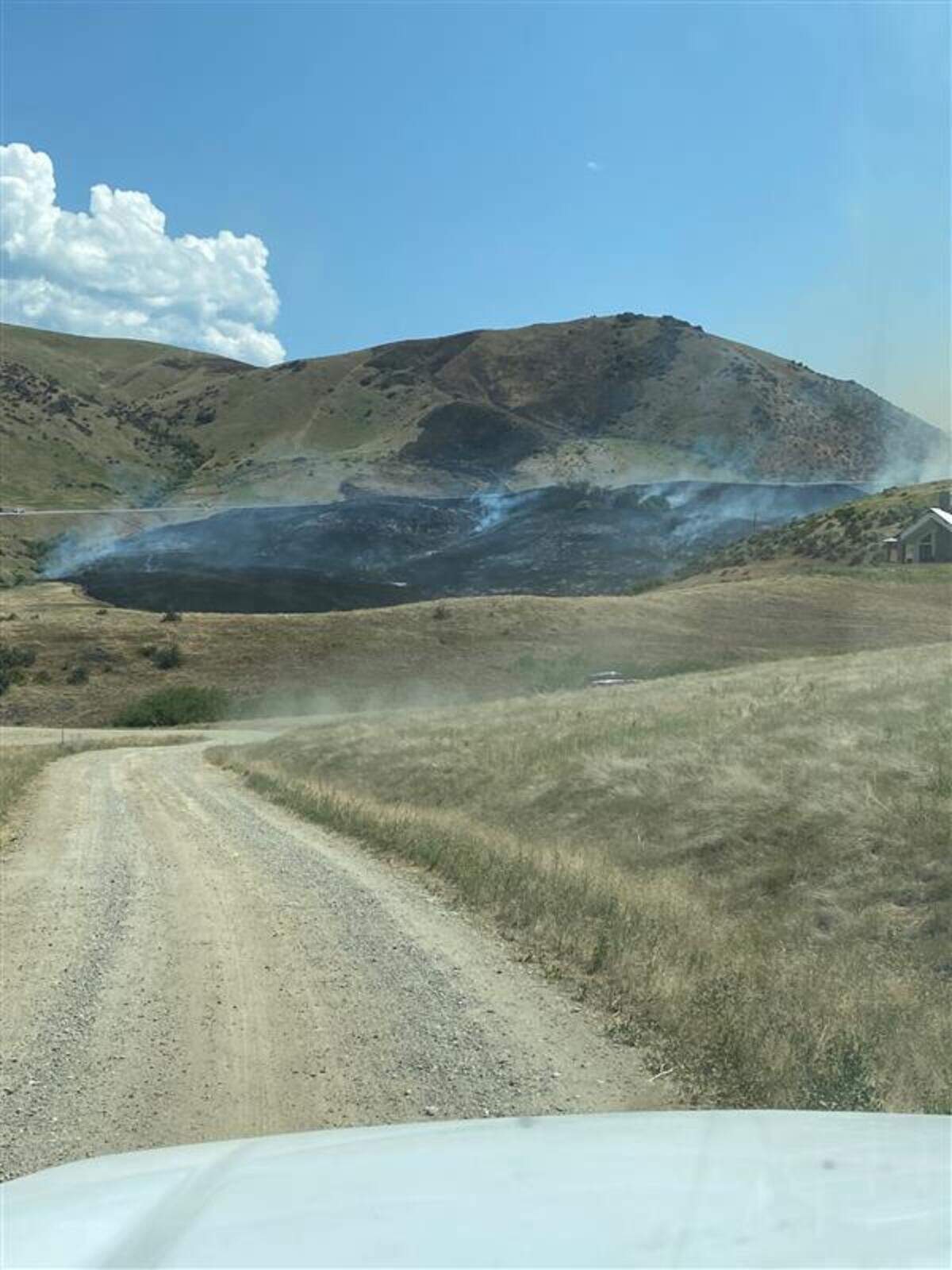 Smoke from a 35-acre fire near Horseshoe Bend in July 2023.