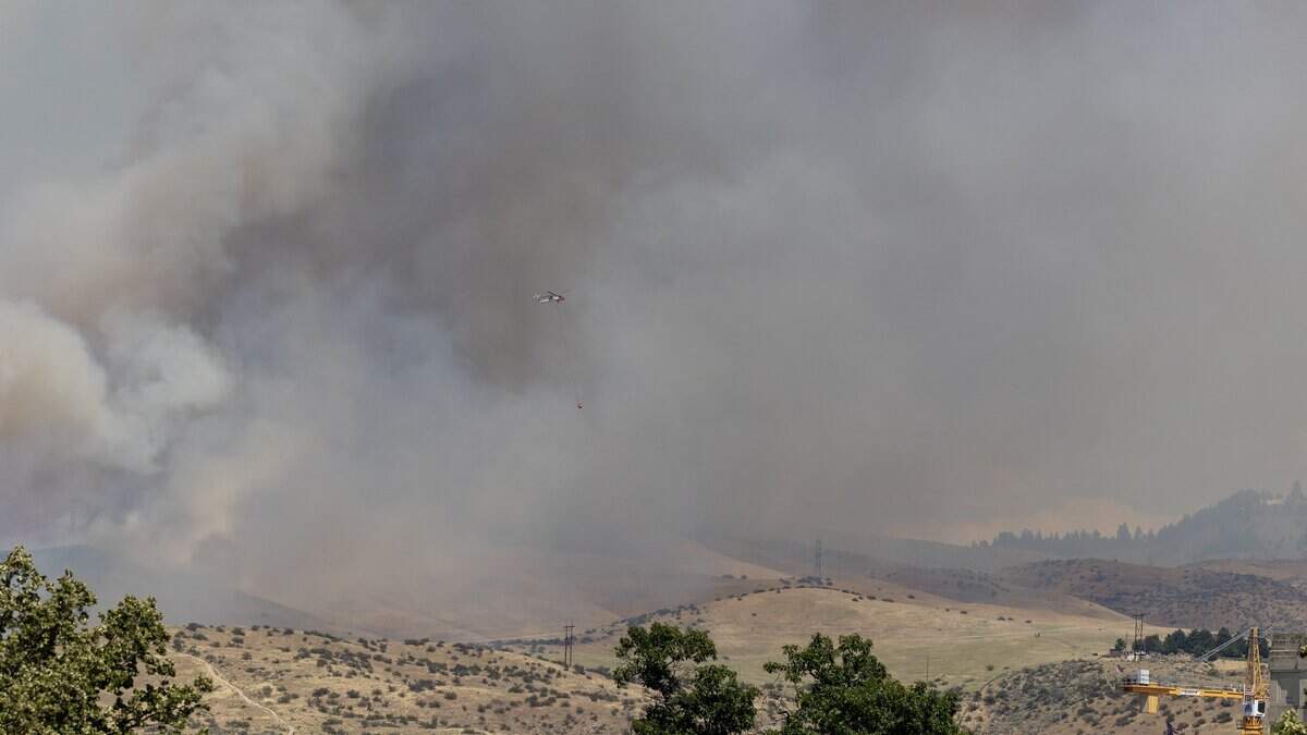 The Claremont Fire spreads in the Boise Foothills, Monday, July 6, 2026. The fire quickly grew to more than 300 acres.