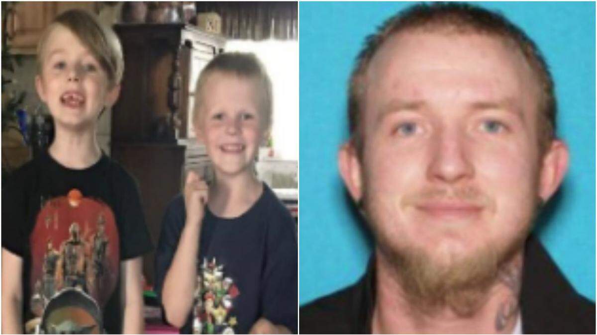 Arson Mangum, left, and Manson Rowley, center, were reported missing by police in Utah, prompting an Amber Alert in Idaho on Friday, Aug. 20. Derek Rowley, right, is believed to be with the children.
