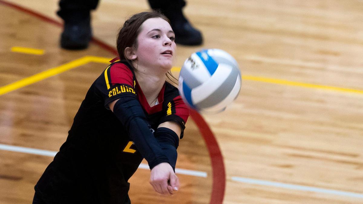 Columbia’s Olivia Fischer lines up a pass during the 4A District Three championship fall. She’s one of three returning starters for the Wildcats.