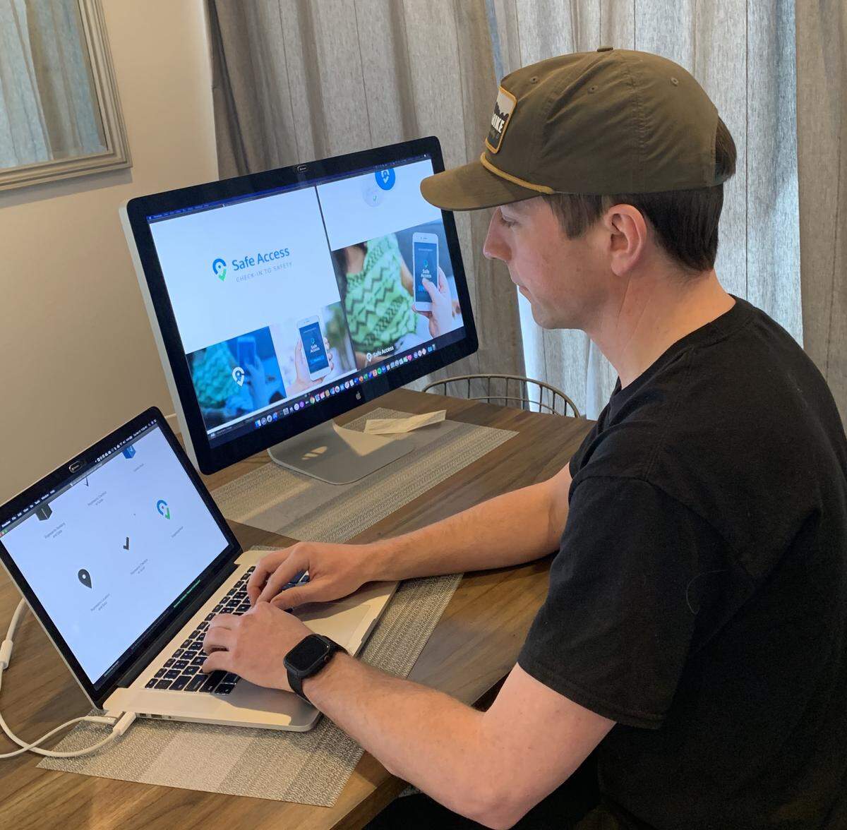 Leif Elgethun, CEO of the Boise start-up Retrolux, works in his Sun Valley office on an application he is creating to let building managers screen visitors’ health before they enter, and to track the visitors’ health status in case they later develop symptoms.