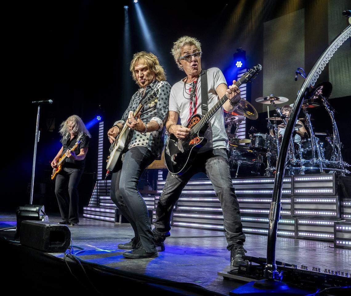 REO Speedwagon shown performing in Mansfield, Mass., in 2018.