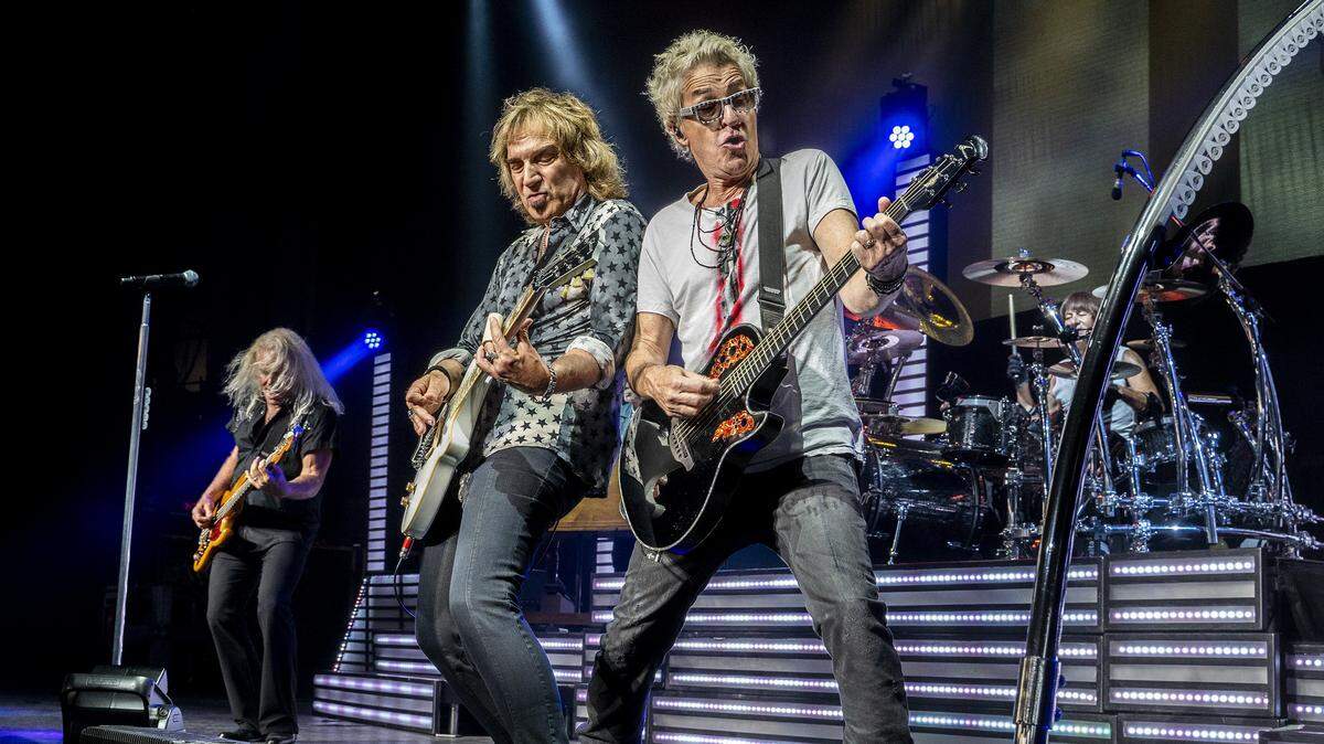 REO Speedwagon shown performing in Mansfield, Mass., in 2018.