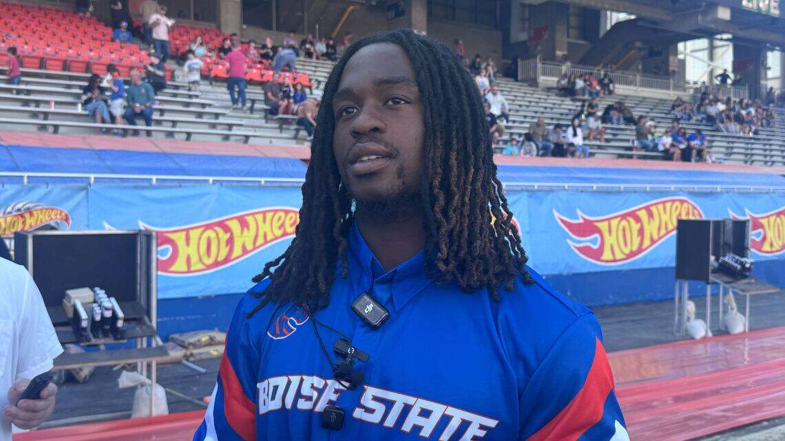 Ashton Jeanty rolls back into Boise. He did so driving a monster truck