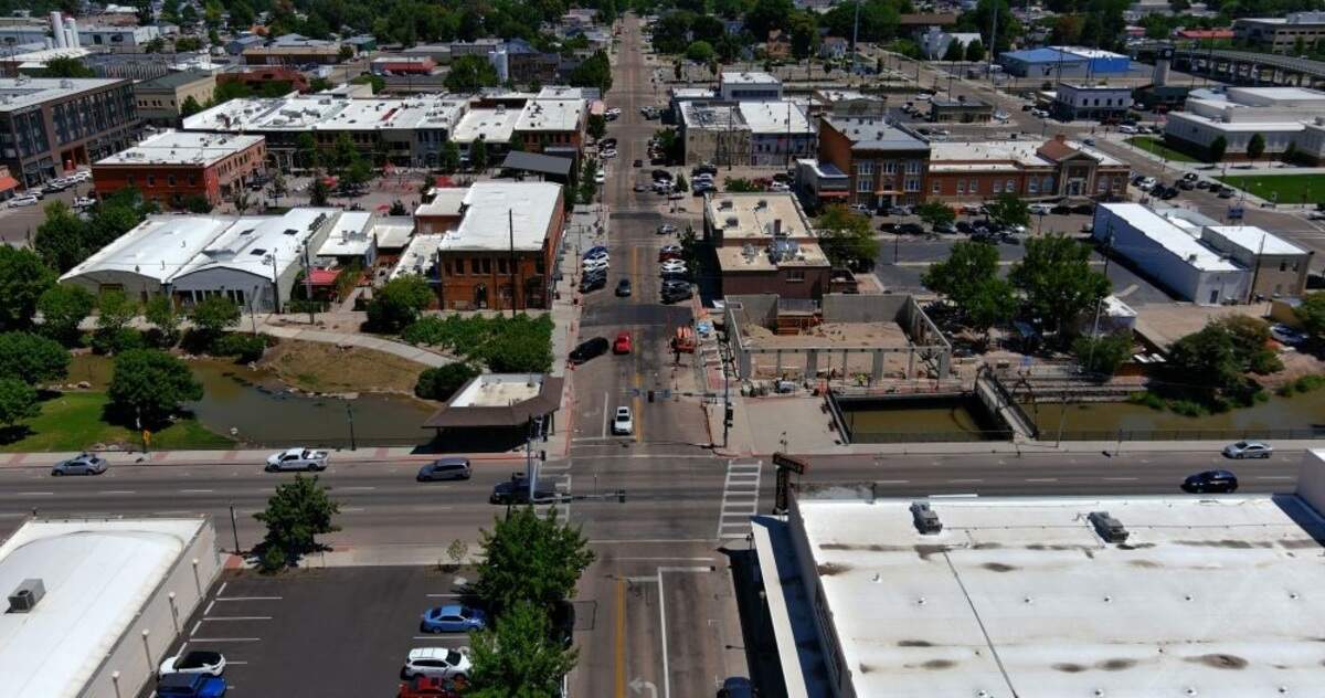 Caldwell plans to begin construction of a replacement bridge over Indian Creek at Kimball Avenue, seen here running through the middle of the photograph, in February 2026.