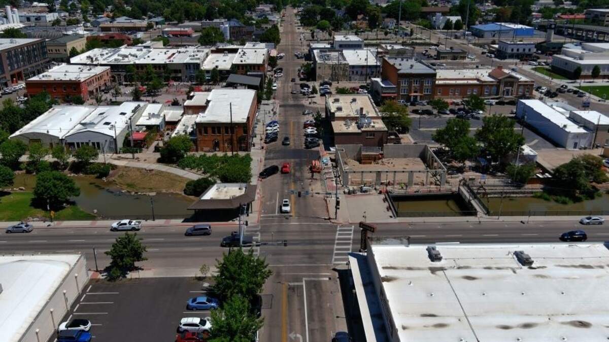 Caldwell plans to begin construction of a replacement bridge over Indian Creek at Kimball Avenue, seen here running through the middle of the photograph, in February 2026.