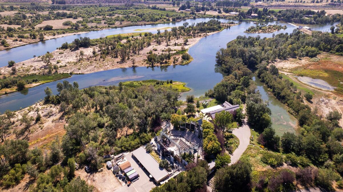 The Idaho Shakespeare Festival amphitheater sits on the banks of the Boise River’s Barber Pool Conservation Area.