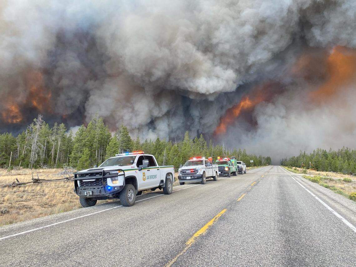 Law enforcement, including Custer County Sheriff’s Office deputies, were at the scene of the Wapiti Fire.