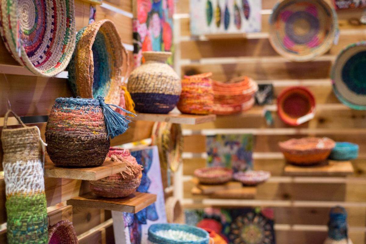 Find all kinds of artisan crafts, like these handcrafted baskets by Melissa Risteen, doodads, found treasures, and more by local artists and crafters at the annual Wintry Market.