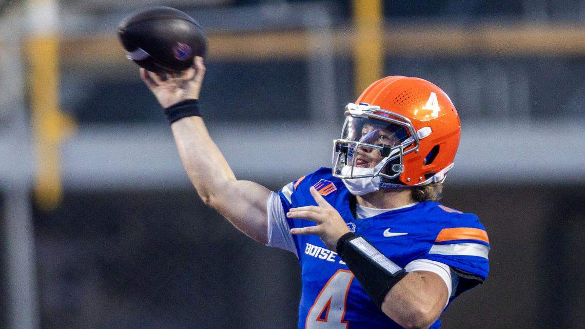 Boise State quarterback Maddux Madsen has 1,129 yards passing and 10 total touchdowns in four games, while throwing just one interception.