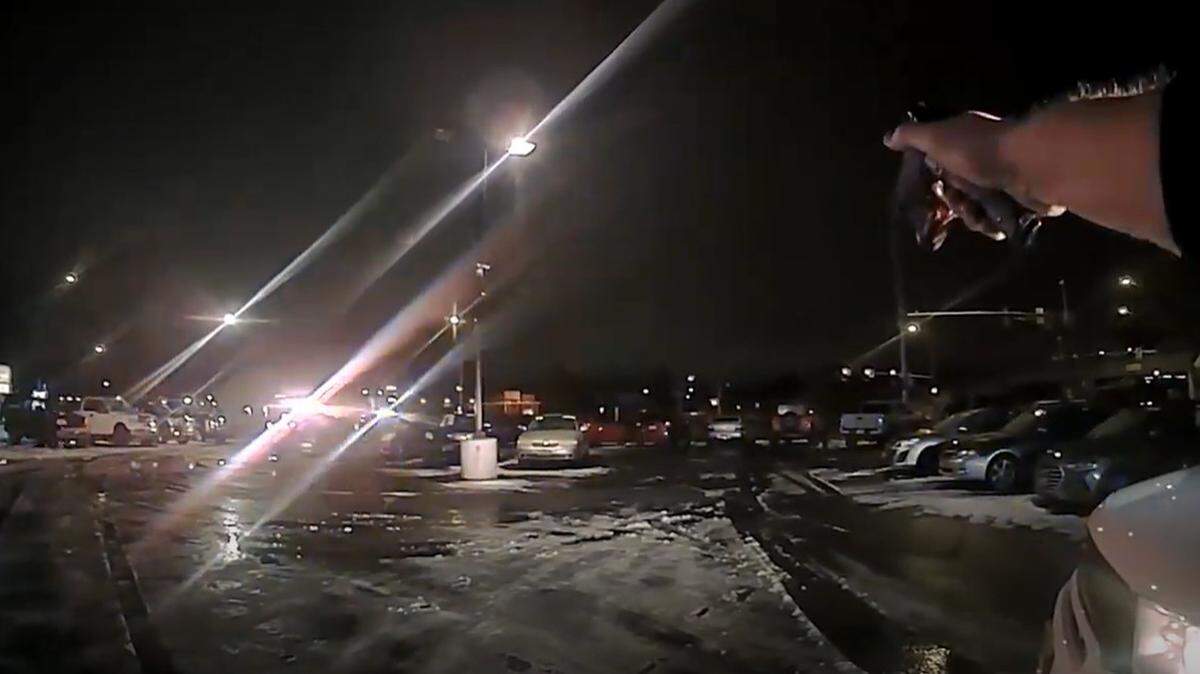This is a screenshot of video footage released by the Idaho Falls Police Department of a shooting on Dec. 4, involving an Idaho State Police trooper and Idaho Falls Police officers. One person, a 34-year-old male, died during the incident from a self-inflicted gunshot wound to the head. Preliminary information about the incident was released on Dec. 4. An update regarding the incident, including police camera footage and the names of the Idaho Falls police officers involved in the incident, was released Dec. 13, just over a week after the shooting.