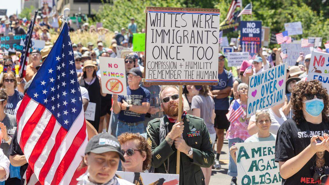 Thousands of protesters outside of the Idaho Capitol Building in this June file photo.
