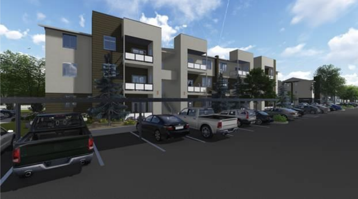 The Delano Subdivision would include these “garden style” apartments, with 96 units surrounded by parking.