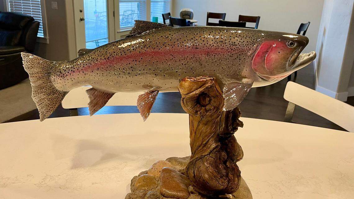 A well-made fish trophy — like this 30-inch trout mounted by Tall Tale Taxidermy — is a memento that will last a lifetime.