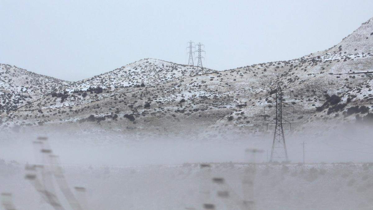 Snow and fog shroud Bogus Basin Road late Wednesday afternoon.