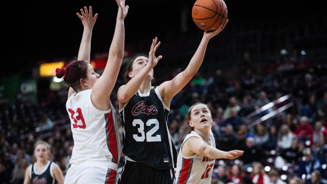 Columbia senior Mylie Mills scores in the first half Friday.
