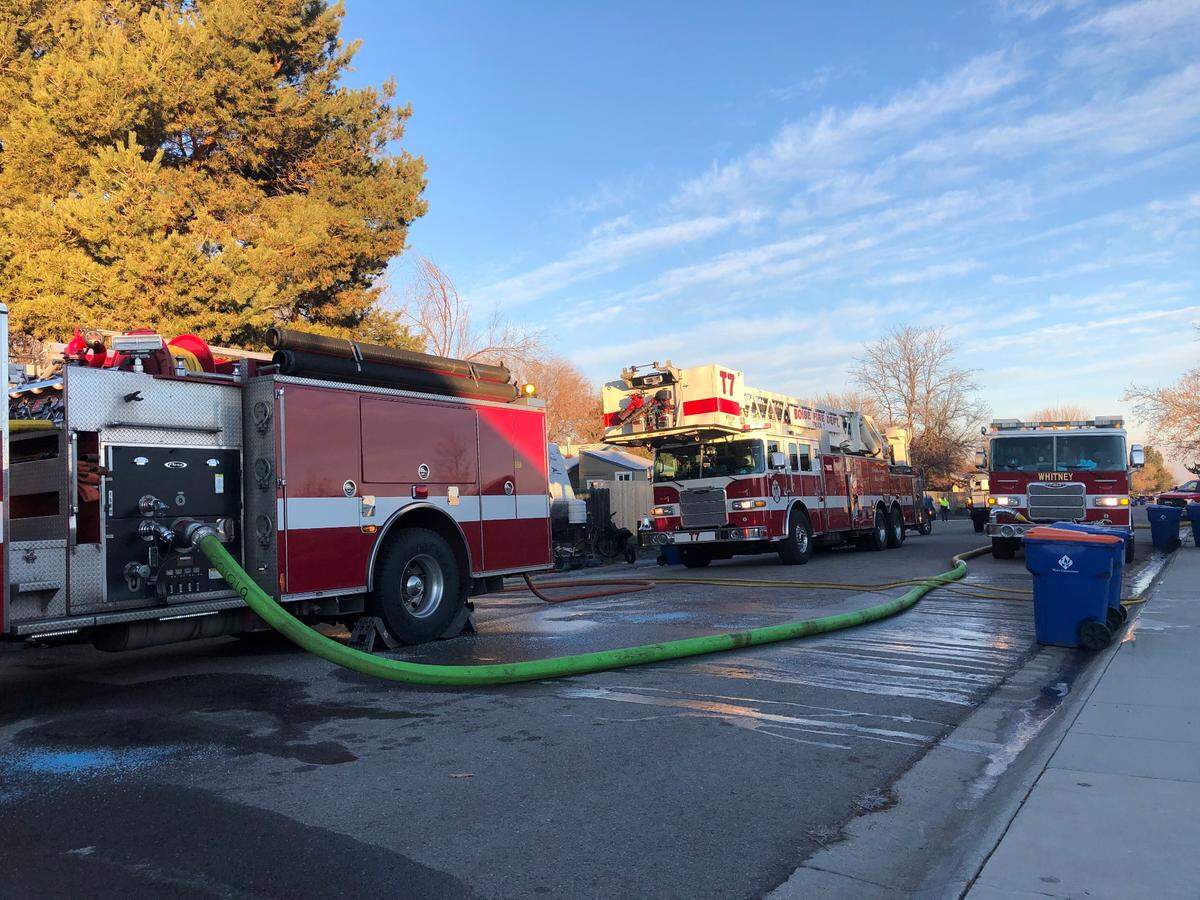 Four engines and two fire trucks responded to a Tuesday morning fire.